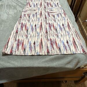 Chic A-Line Dress with Red and Blue Pattern XL
